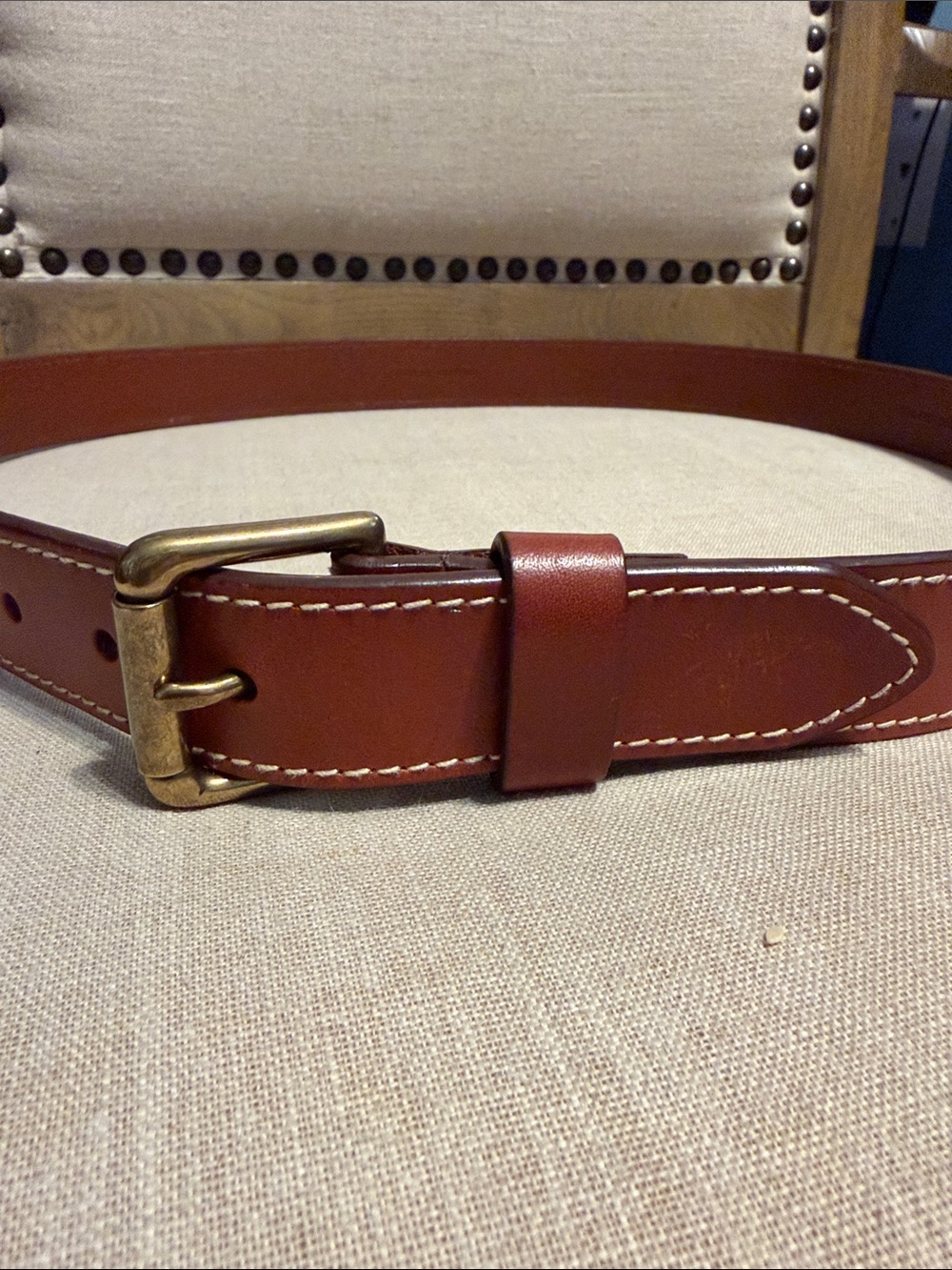 Polo Ralph Lauren Men's Brown Leather Belt with Brass Buckle Size 40